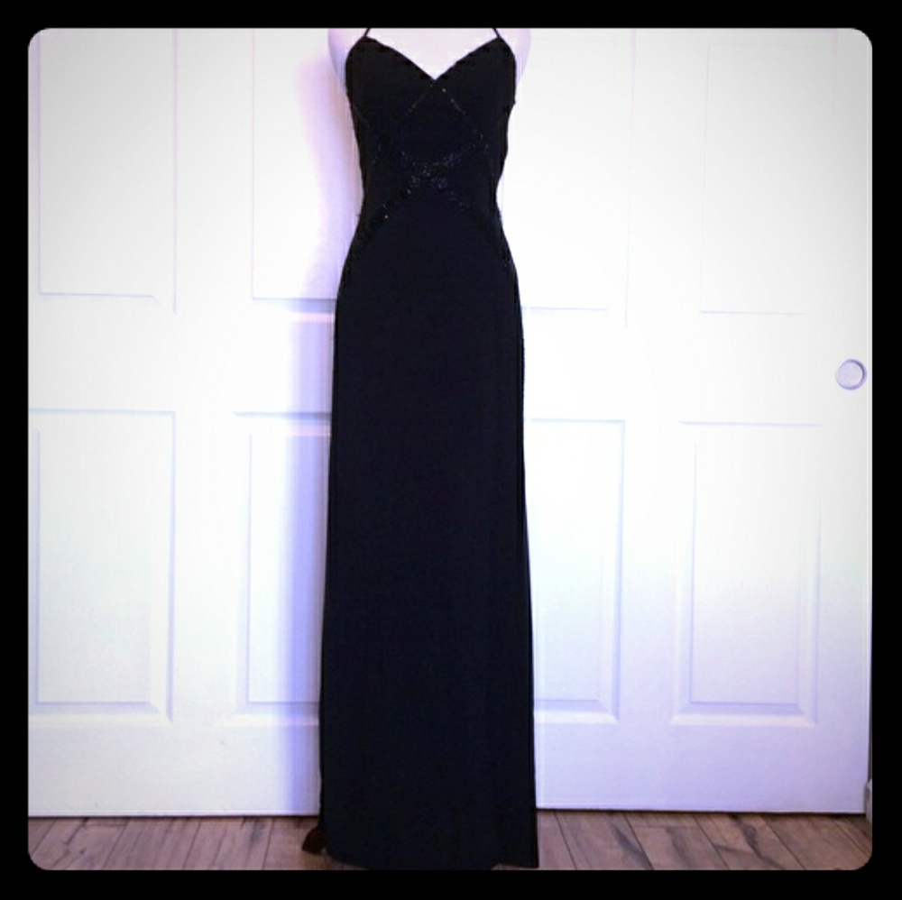 Black Sheer Sections beaded gown SZ Medium Cecily Brown